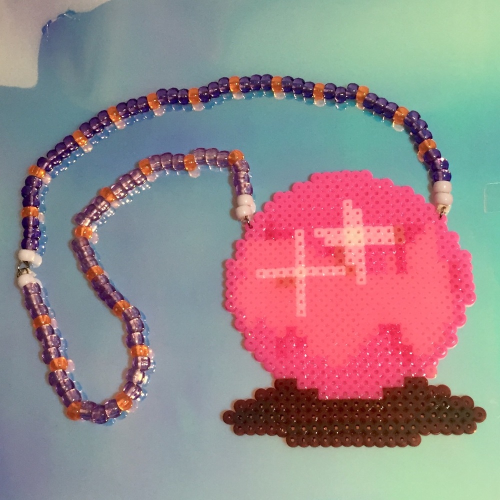 Rave Kandi Necklace Pink Crystal Ball